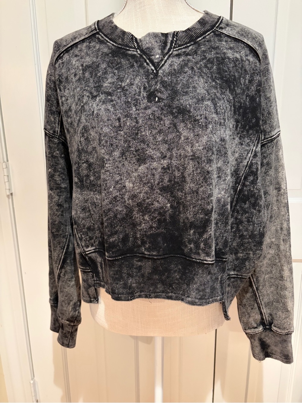 Free People washed black cropped sweatshirt. NWOT.